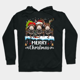 Funny Donkey Xmas Color Lights Merry Christmas Hoodie